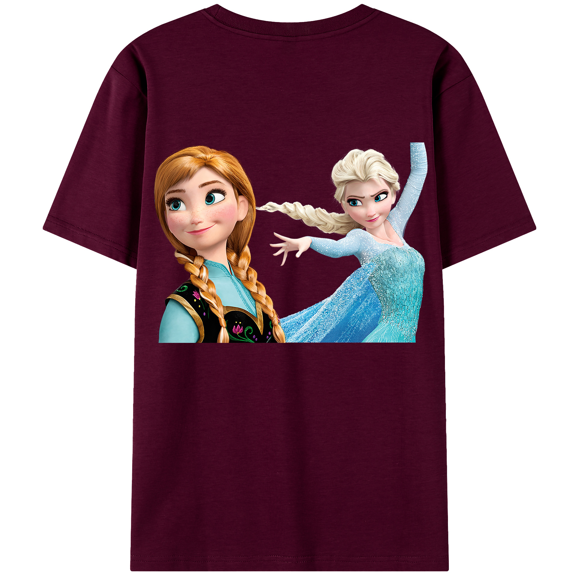 （画像用） アナと雪の女王 アンナ エルサ Frozen Anna Elsa レディース半袖Tシャツ(バックプリント)